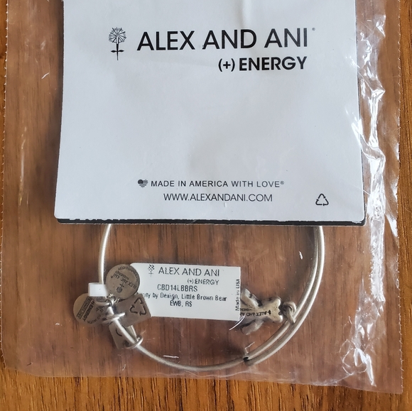 NWT Authentic Alex and Ani (+) Energy Bracelet "Little Brown Bear" - Picture 4 of 6
